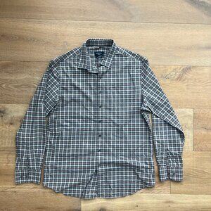 Bugatchi Shaped Fit Men's Long Sleeve Button-Up Shirt XL Brown Plaid